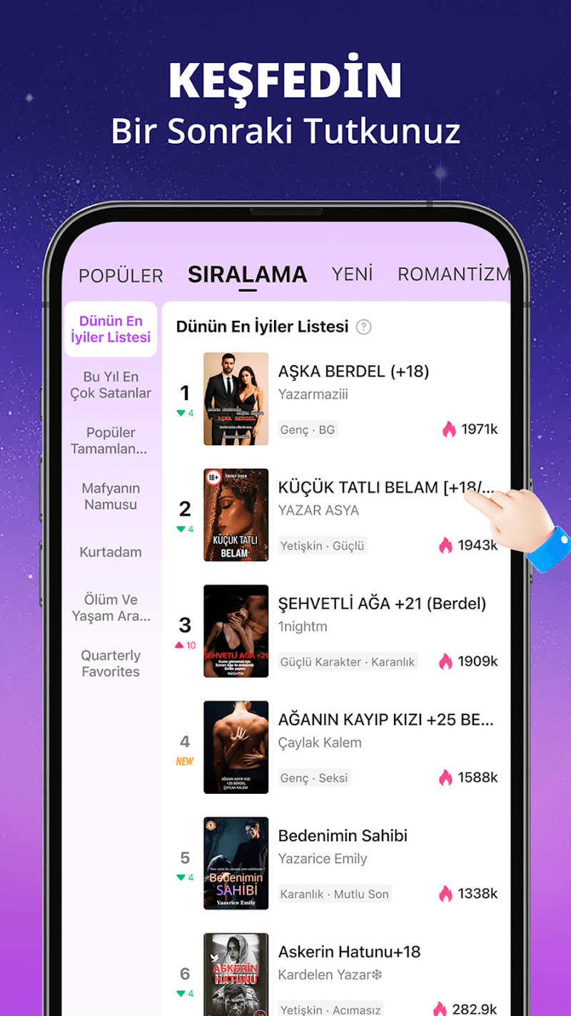 Dreame - Romantik Hikayeler APK ayarlar menüsü