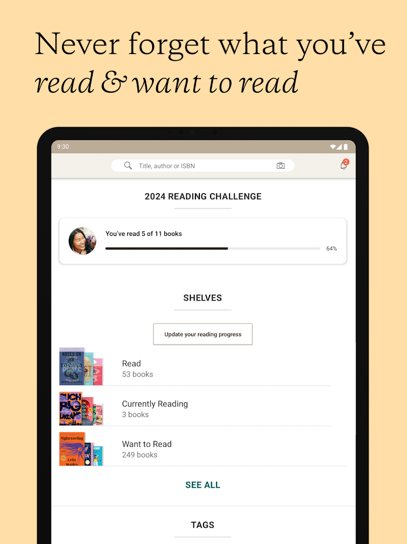 Goodreads: Book Tracker & More son sürüm güncelleme ekranı