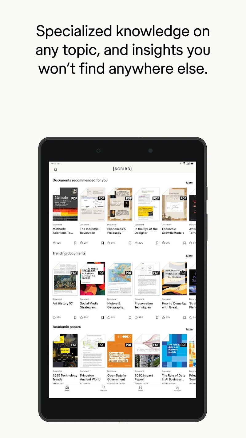 Scribd: 300M+ documents SlideShare entegrasyon ekranı