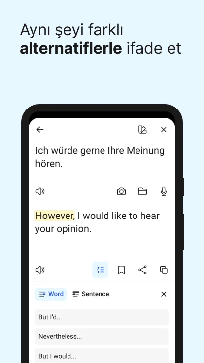 DeepL Translate fotoğraf yükleme ile çeviri ekranı