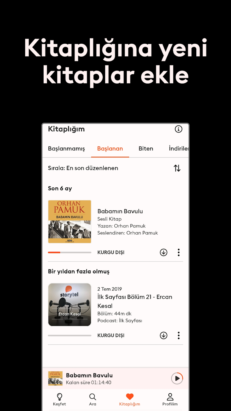 Storytel: Sesli kitap, e-kitap e-kitap okuma modu ekranı
