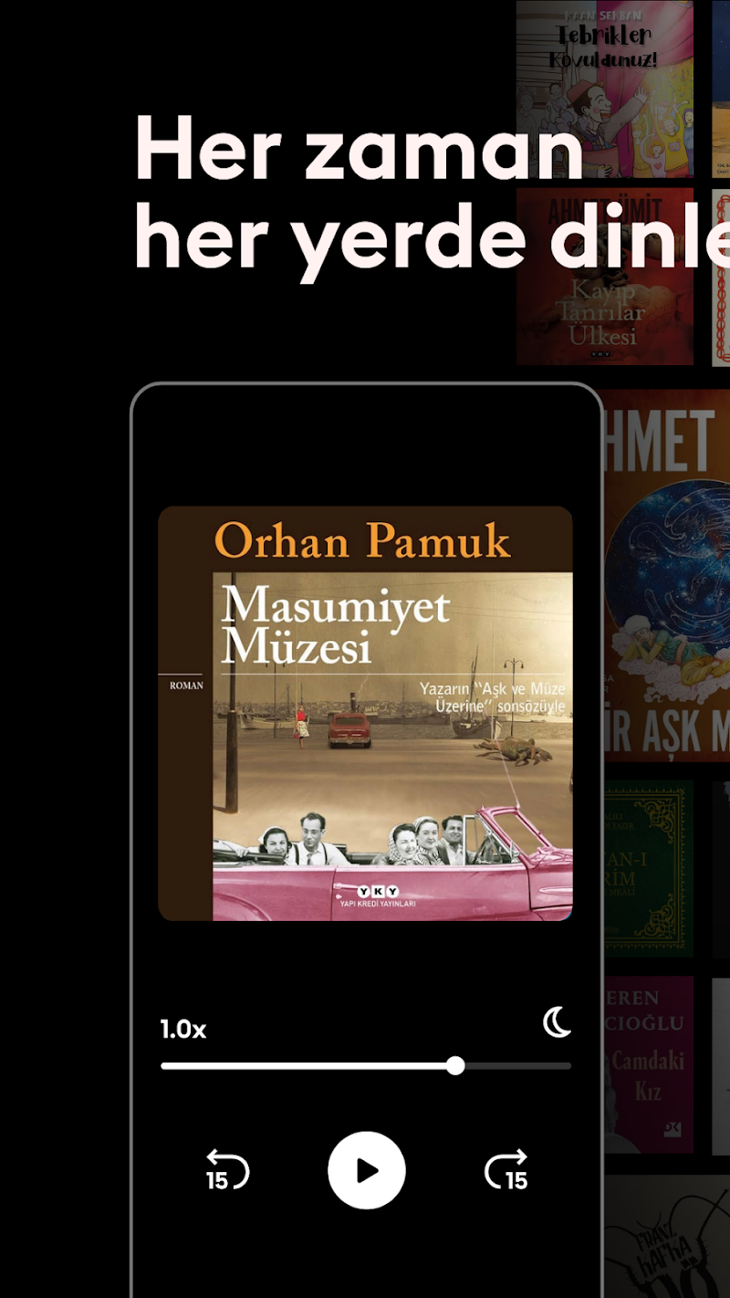 Storytel: Sesli kitap, e-kitap podcast dinleme ekranı