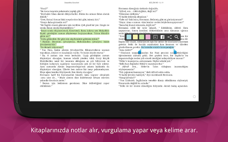Kobo Books Okuma Uygulaması kitap paylaşım ekranı