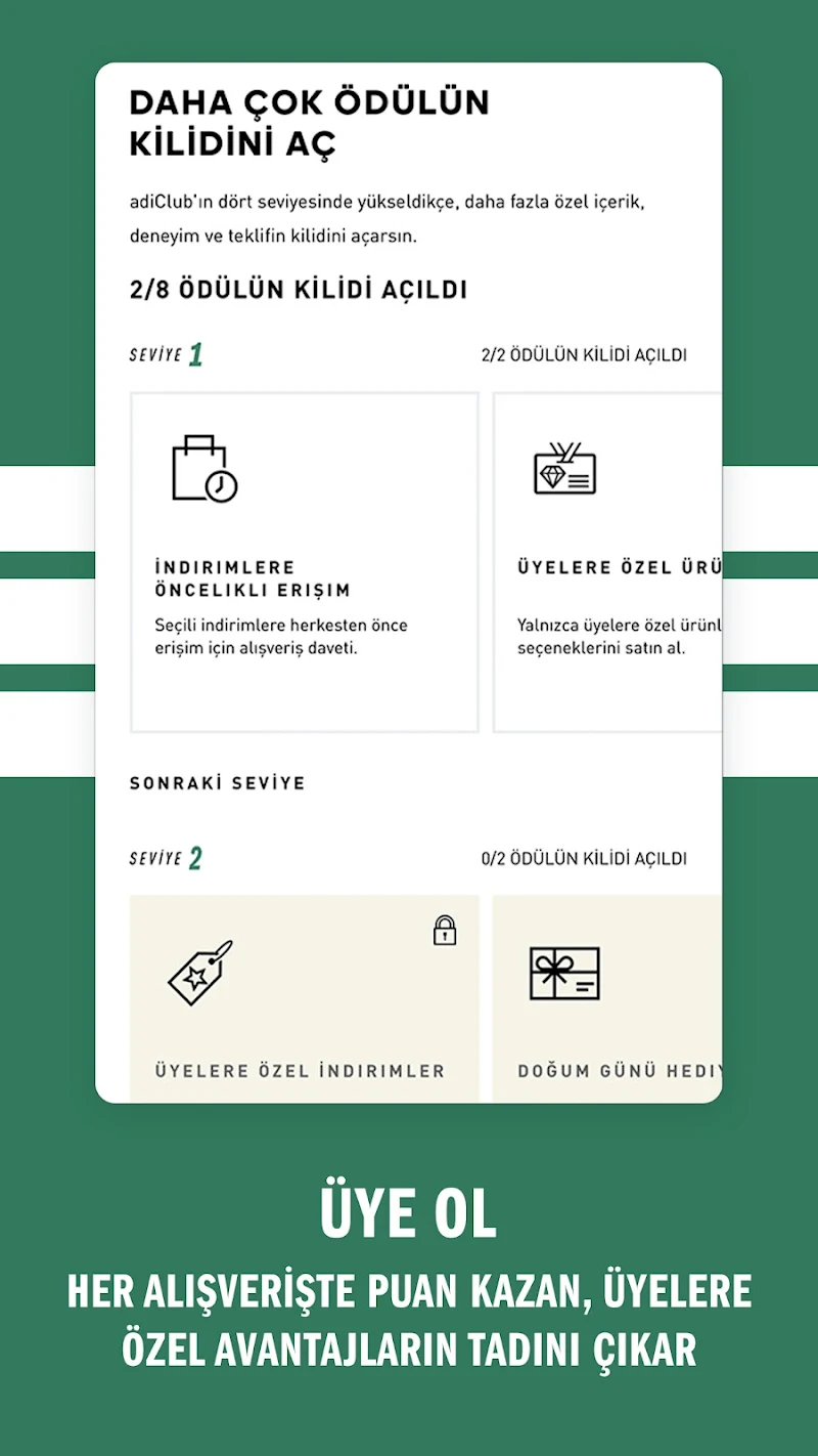 adidas: Ayakkabılar ve Giyim APK adiClub avantajları ekranı
