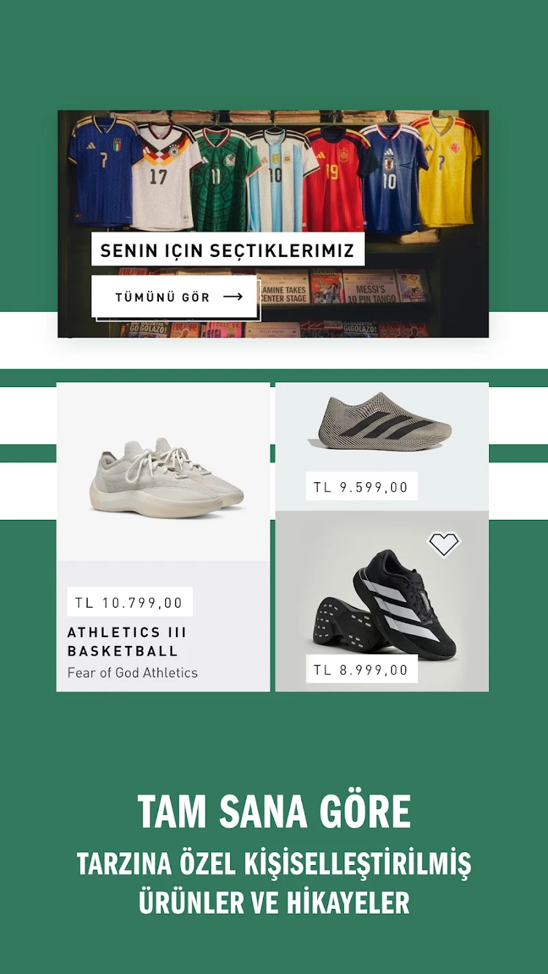 adidas: Ayakkabılar ve Giyim APK kampanya bildirimi ekranı