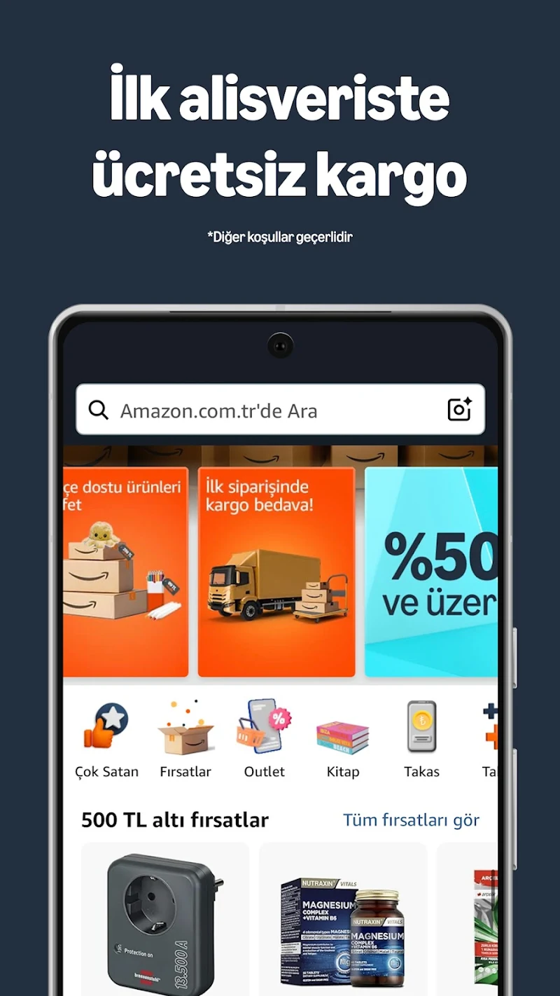 Amazon.com.tr Mobile Alışveriş ürün arama ekranı