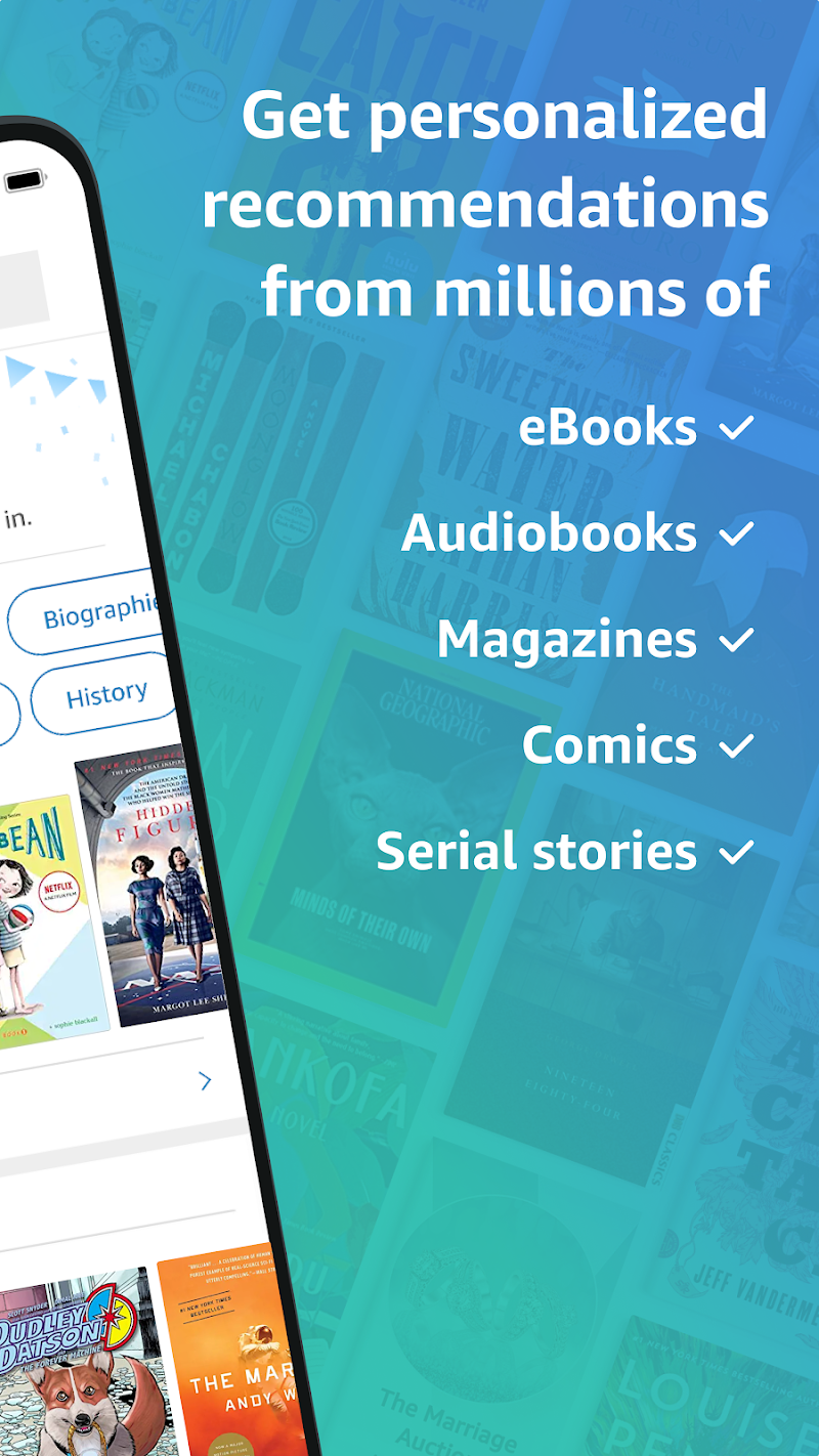 Amazon Kindle: Reading App kitap seçme ekranı