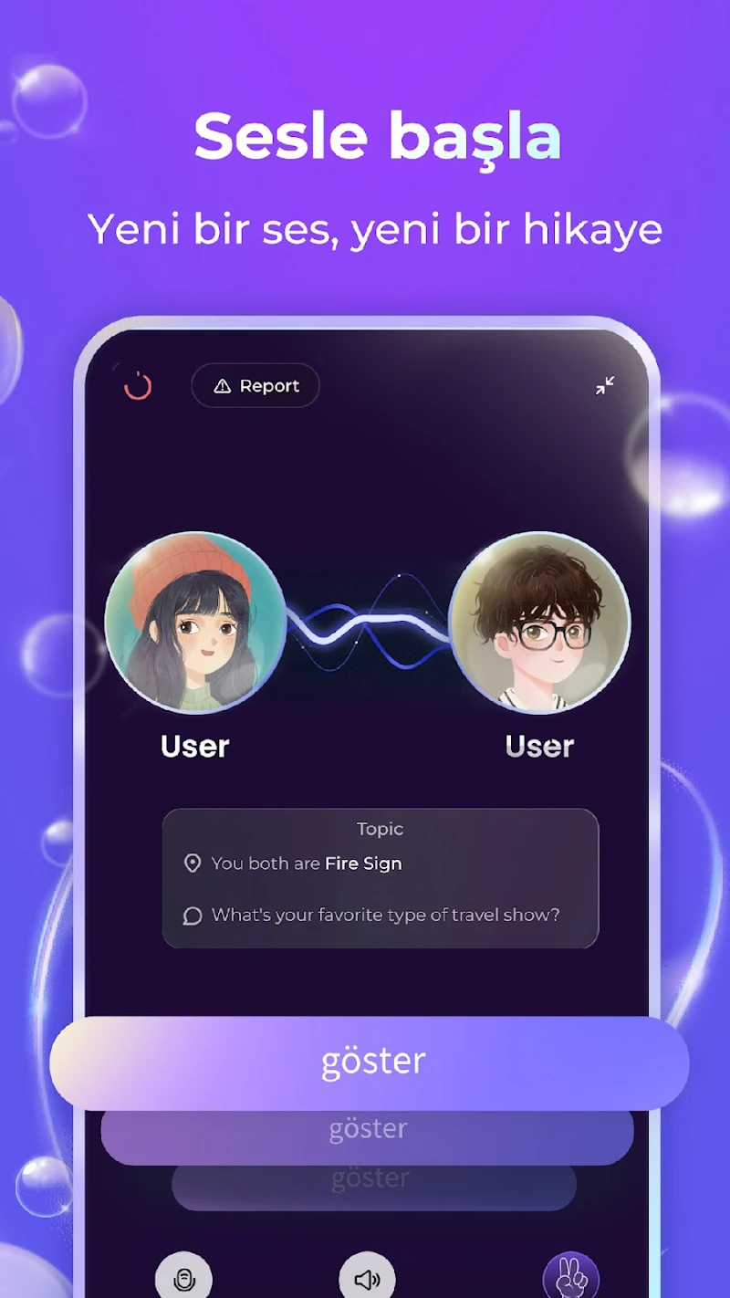 PopUp-Sohbet, Arkadaş, Eşleşme sohbet başlatma ekranı