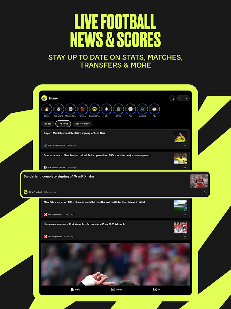OneFootball: Football Scores bildirim ayarları ekranı