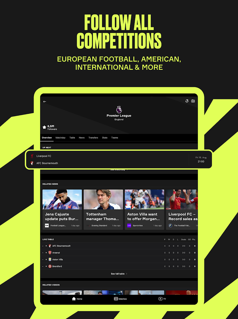 OneFootball: Football Scores uygulama ayarları ekranı
