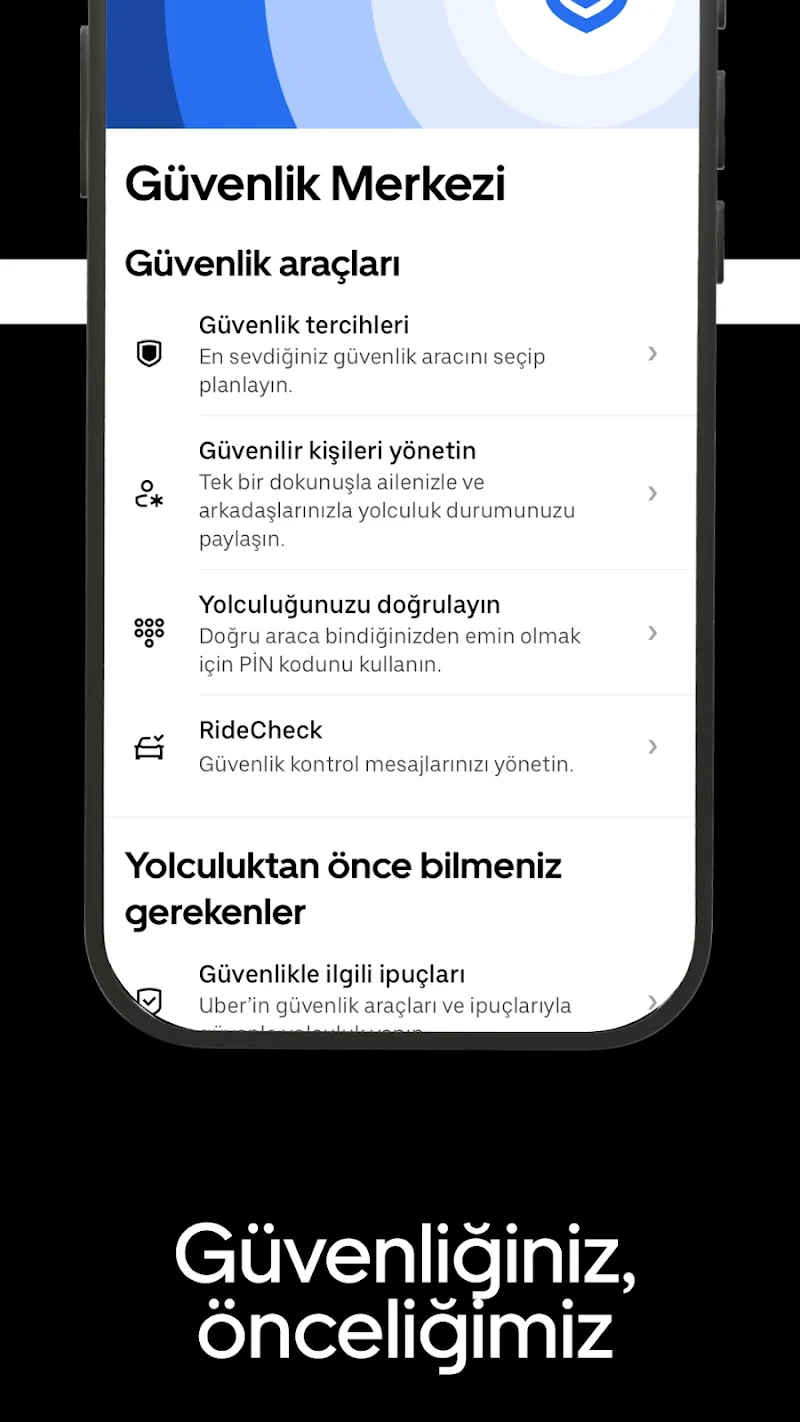 Uber - Kolay taksi yolculuğu yolculuk talebi ekranı