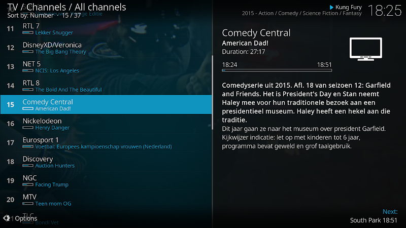 Kodi podcast oynatma ekranı